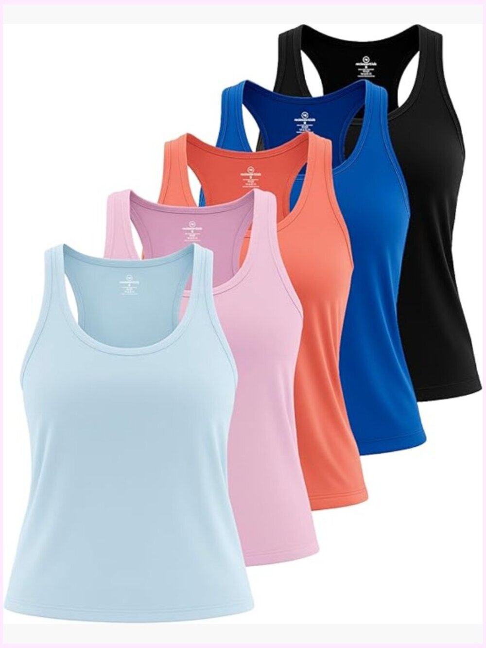5 Pack Racerback Tank Tops Dry-Fit Athletic Performance Yoga Activewear Plus